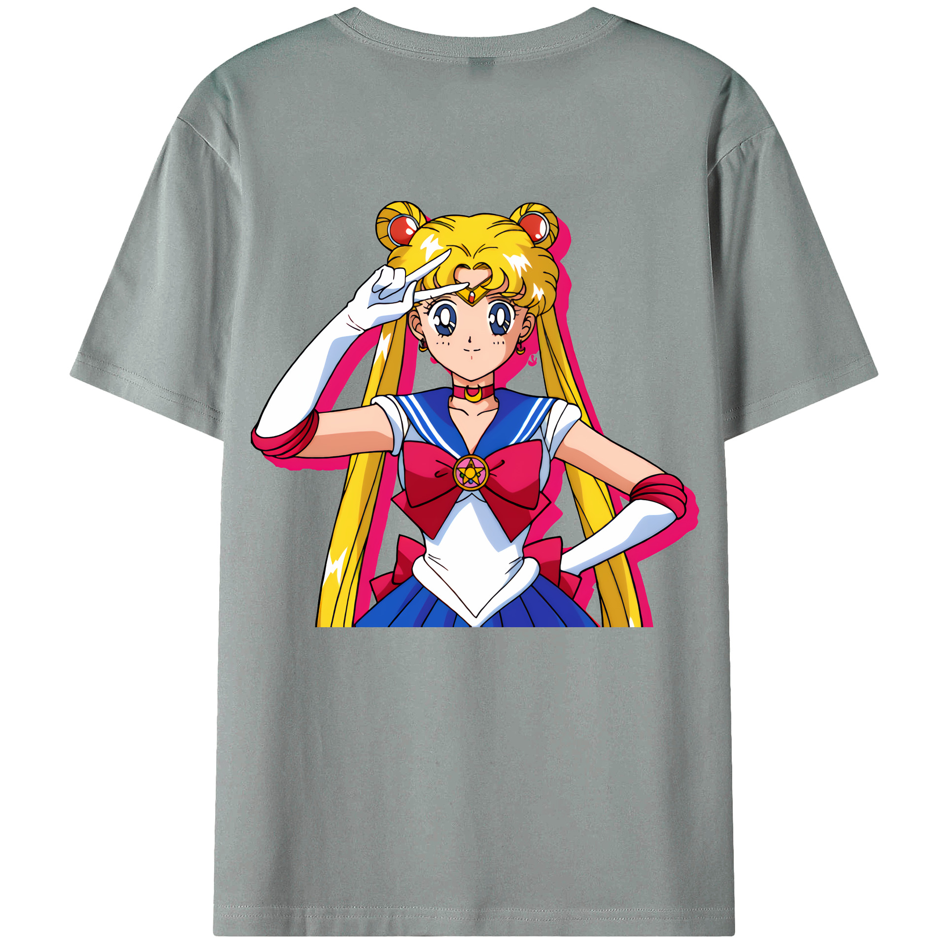 （画像用） 美少女戦士セーラームーン 月野 うさぎ つきの うさぎ Sailor Moon Tsukino Usagi 綿100％ メンズ半袖Tシャツ（バックプリント） 通気性